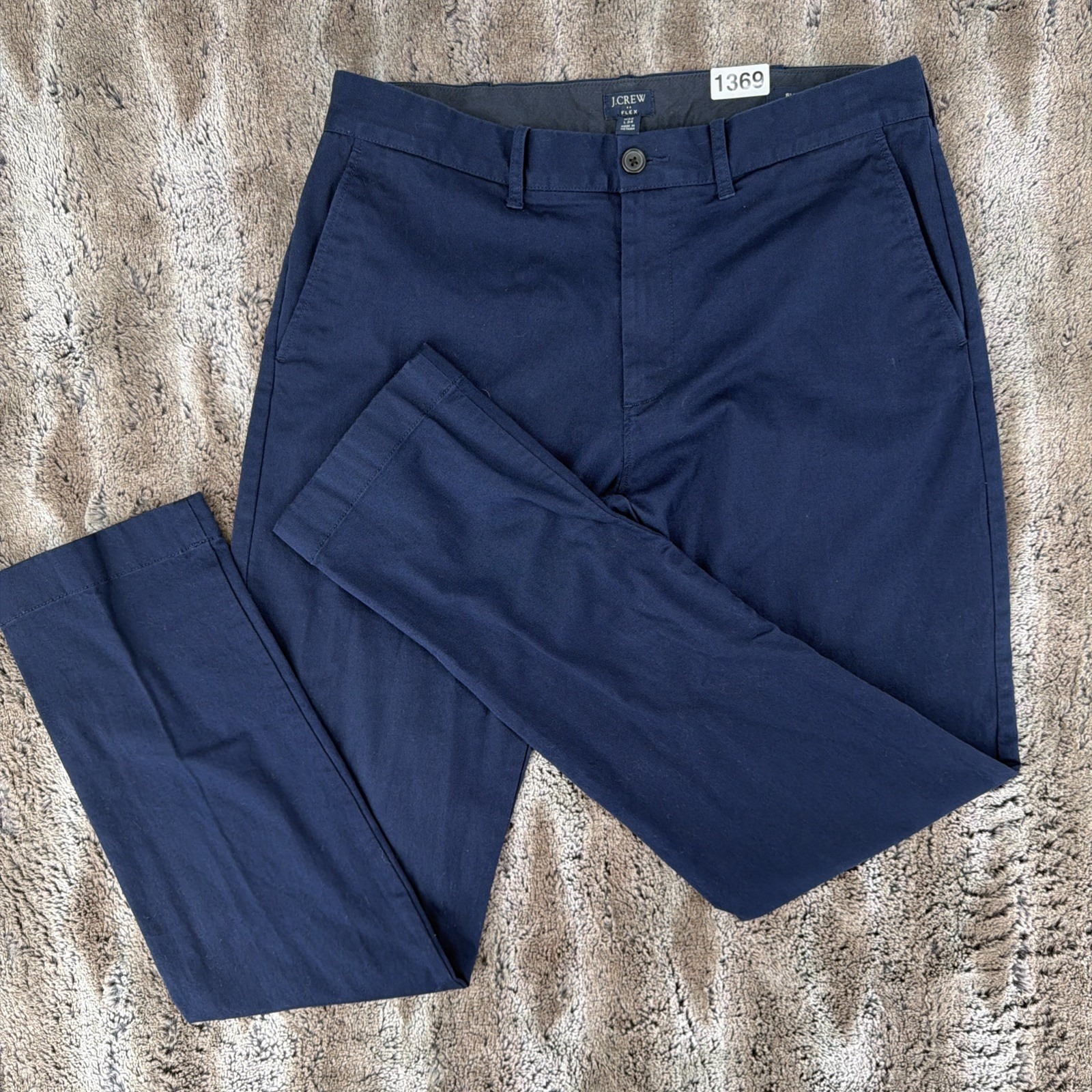 J Crew Men's Slim-Fit Flex Chino Pants Navy Blue Stretch 32x34